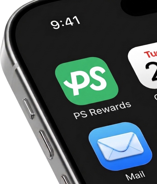 PS Rewards app icon on a phone home screen
